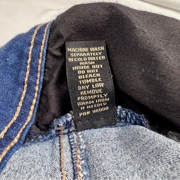 TRUTH + THEORY Cropped Whiskered Medium Dark Rivet Hem Jeans Size 12 - Picture 10 of 10